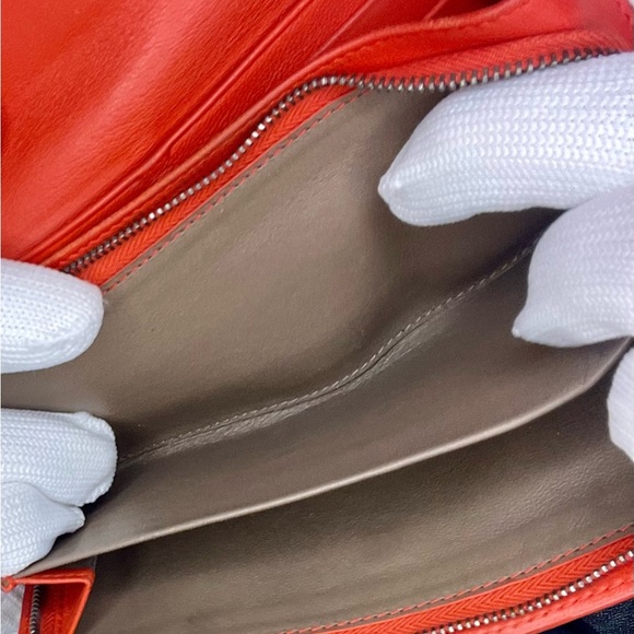 Bottega Veneta Orange Intrecciato Nappa Leather Flap Waller - Picture 10 of 15